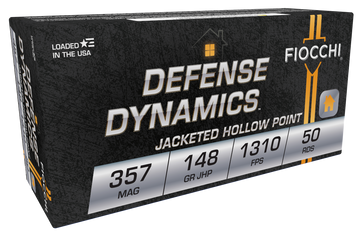 Fiocchi Defense Dynamics 357 Mag 148gr Jacketed Hollow Point 50 Bx/20 Cs - Box or Case