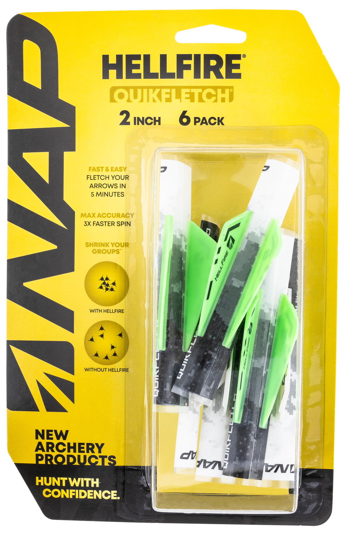 NAP Quickfletch Hellfire Fletching 2" White/Green 6 Pack