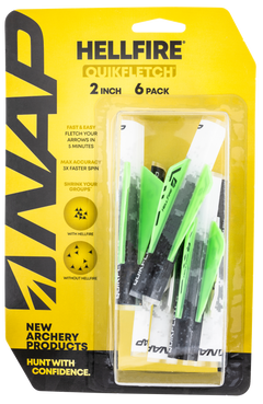 NAP Quickfletch Hellfire Fletching 2" White/Green 6 Pack