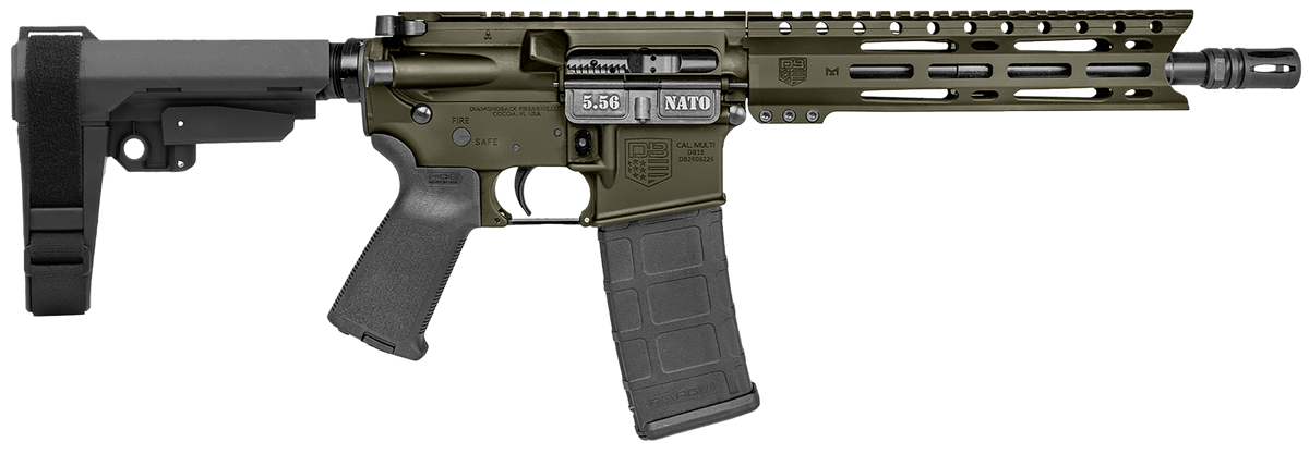 Diamondback DB15 5.56 NATO 10" 30+1 AR Pistol - OD Green Cerakote - SBA3 Brace