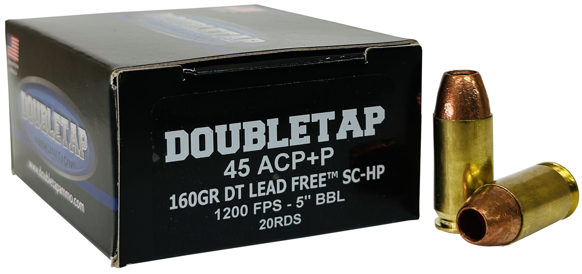DoubleTap Ammunition 45 ACP 160gr Lead Free Hollow Point 20-Rd - Box or Case