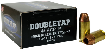 DoubleTap Ammunition 45 ACP 160gr Lead Free Hollow Point 20-Rd - Box or Case