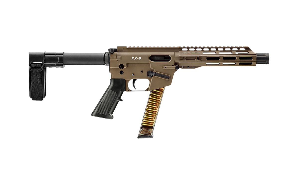 Freedom Ordnance FX9P 9mm Luger 8" 31+1 Semi-Auto Pistol - SB Mini Brace - Flat Dark Earth