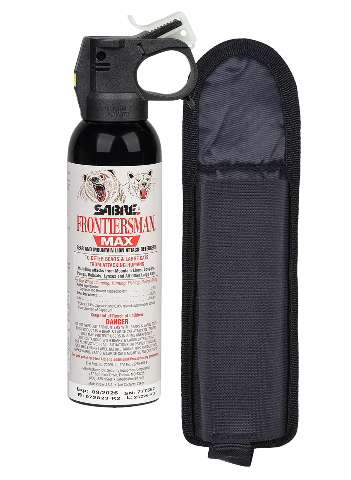 Sabre Frontiersman Bear & Mountain Lion Spray 7.9 oz 40ft w/Holster