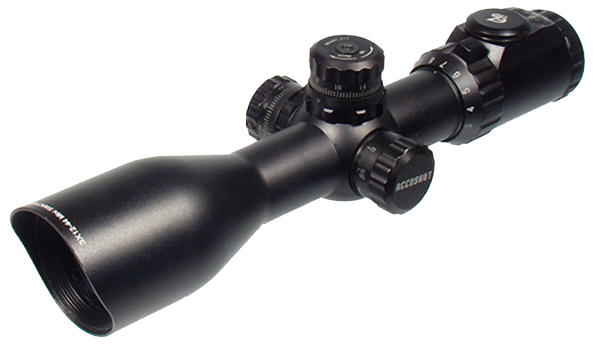 UTG Accushot SCP3-UM312AO 3-12x 44mm 30mm Tube Illuminated Red/Green Mil-Dot Rifle Scope - Black Hardcoat Anodized
