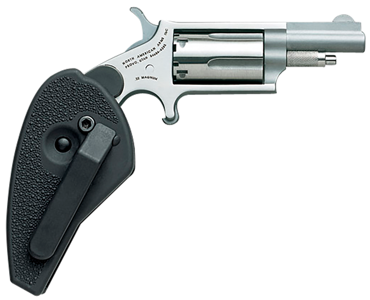 NAA 22MCHG Mini-Revolver 22 LR/22 WMR 1.63" 5rd SAO Stainless Steel, Black Synthetic Holster Grip