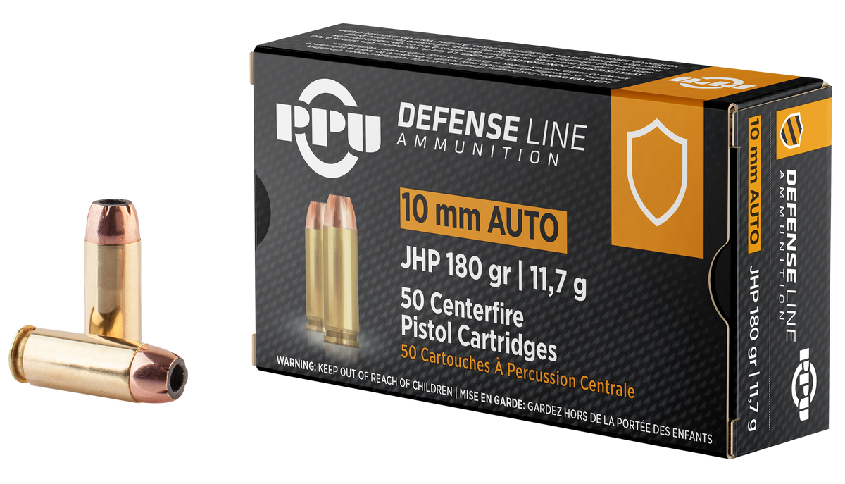 PPU PPD10 Defense 10mm Auto 180gr Jacketed Hollow Point - Box or Case