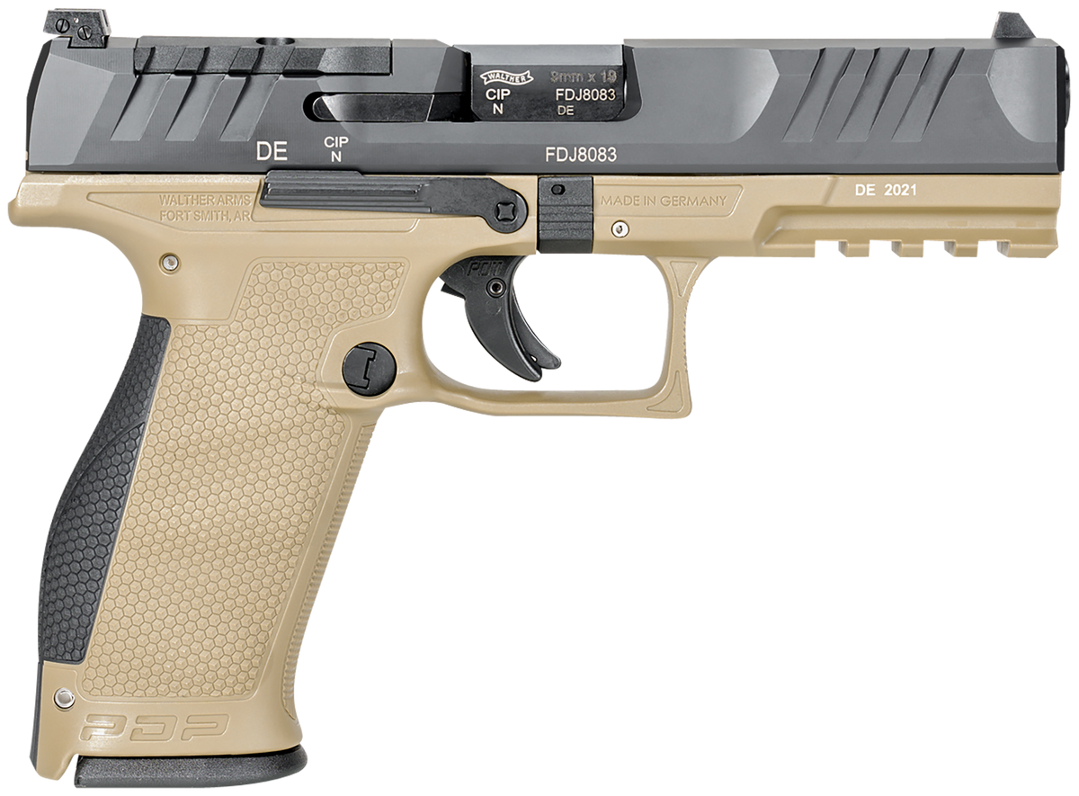 Walther Arms PDP Full Size 9mm Luger 4.5" 18+1 Striker-Fired Pistol - Two-Tone Tan/Black