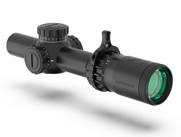 Swampfox Optics Tomahawk II 1-6x 24mm 30mm Tube SFP LPVO Riflescope - Bright Fiber Optic Red Reticle
