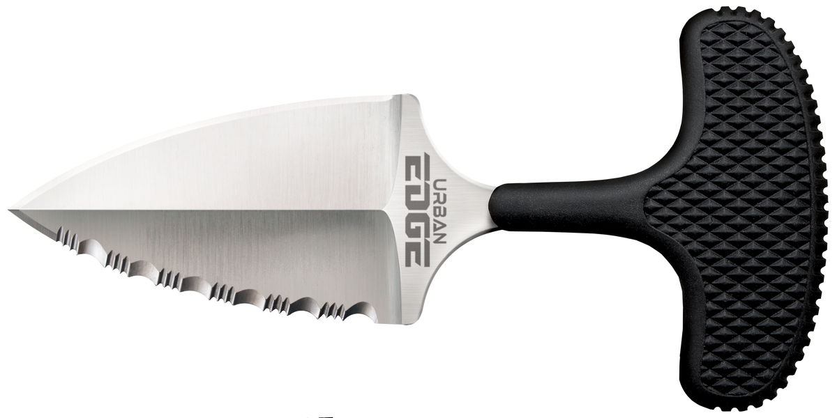 Cold Steel Urban Edge 2.5" Fixed Blade Part Serrated Stone Washed AUS-8A SS Kray-Ex Handle