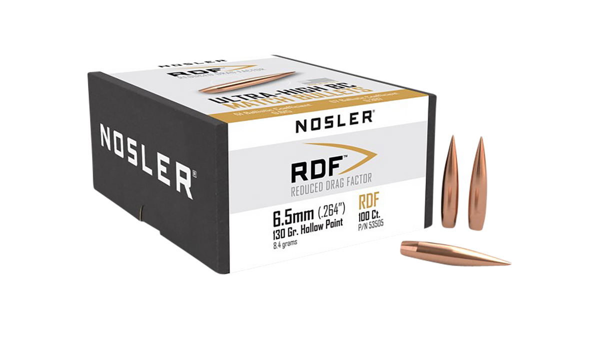 Nosler RDF Match 6.5mm 130gr Hollow Point Boat Tail Reloading Bullets - 100/Box