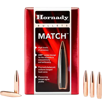Hornady 2250 Match 22 Cal .224 53 gr Hollow Point Reloading Bullets - 100/Box