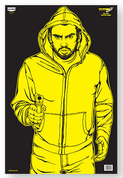Birchwood Casey EZE-Scorer Bad Guy Silhouette Paper Hanging Target 23" x 35" Black/Yellow 5 Pack