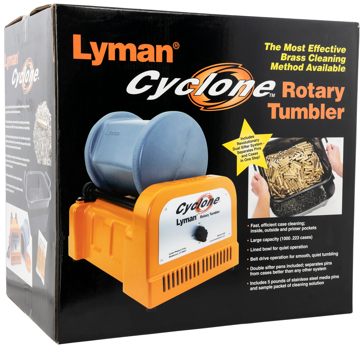 Lyman Cyclone Rotary Tumbler Multi-Caliber 1000 Cases 115V Orange/Blue