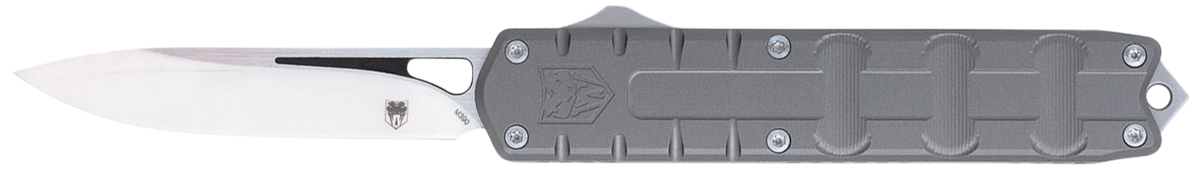 CobraTec Enforcer 3.25" OTF Drop Point Plain M390 Steel Gray Aluminum Handle