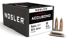Nosler AccuBond 6mm 90gr Spitzer Point Reloading Bullets - 50/Box