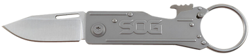 S.O.G KeyTron 1.80" Folding Plain Clip Point 5Cr13MoV SS Blade Gray Stainless Steel Handle