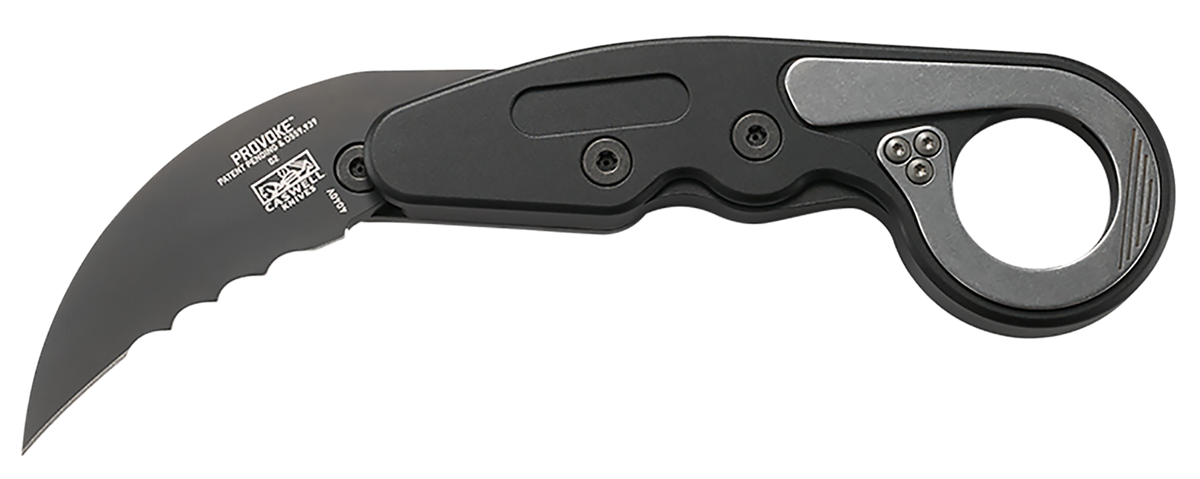 Columbia River CRKT 4040V Provoke 2.41" Folding Hawkbill Veff Serrated Black TiCN D2 Steel Black Aluminum Knife