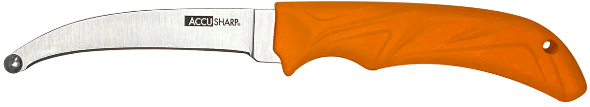 Accusharp AccuZip 4" Fixed Blade Skinning Knife Blaze Orange Rubber Handle