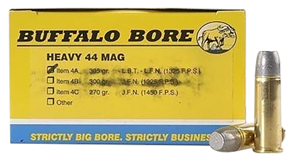 Buffalo Bore Ammunition Strictly Business Heavy 44 Rem Mag 305gr Hard Cast Lead Flat Nose 20 Rd Box - Box or Case