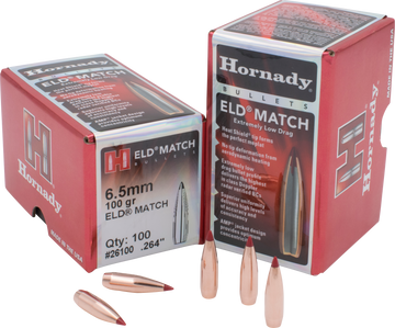 Hornady ELD Match 6.5mm .264 100 gr Polymer Tip Reloading Bullets - 100/Box