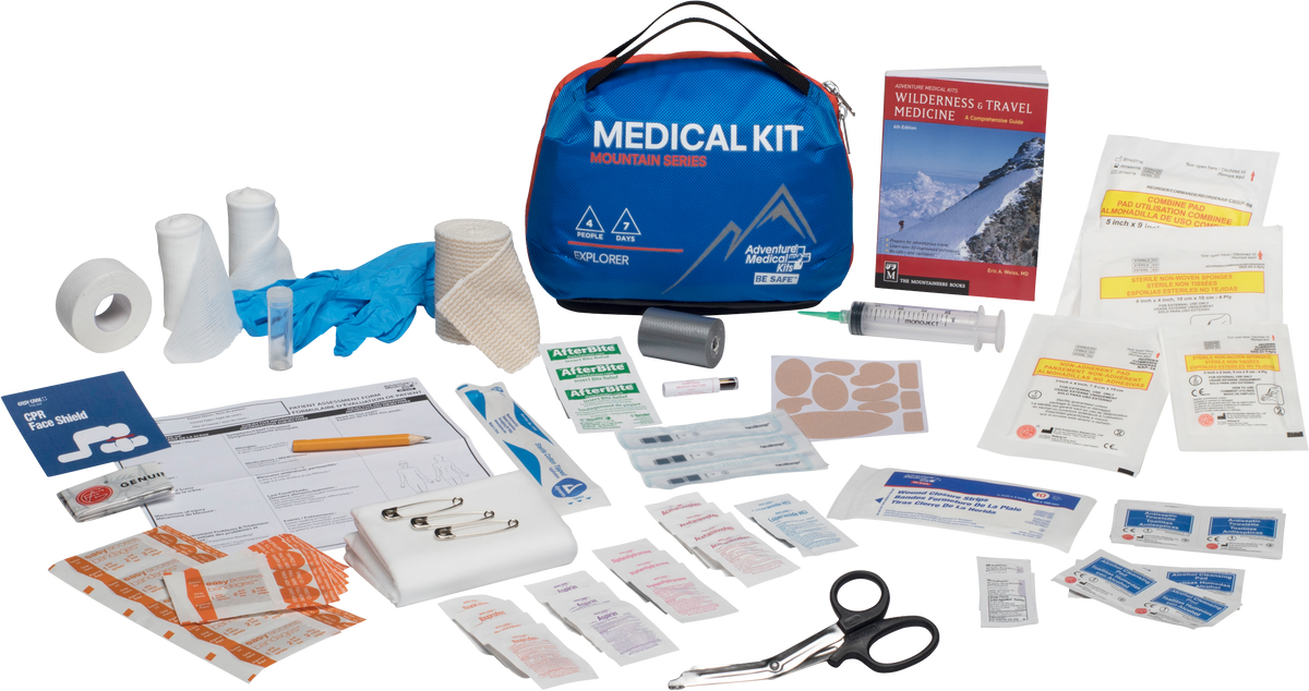 Adventure Medical Kits Mountain Series Explorer Medical Kit 1-4 People Water Resistant Blue