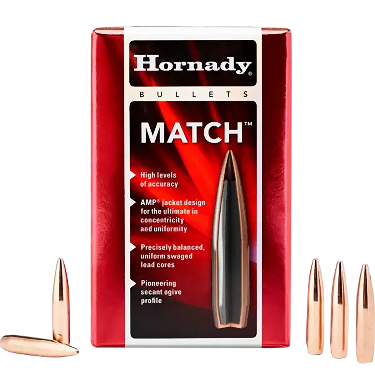 Hornady 2279 Match .22 Cal .224 75 gr Boat Tail Hollow Point - 100/Box