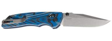 Hogue Deka 3.25" Folding Clip Point Plain Stone Tumbled CPM MagnaCut - G-Mascus Blue Aluminum/G10
