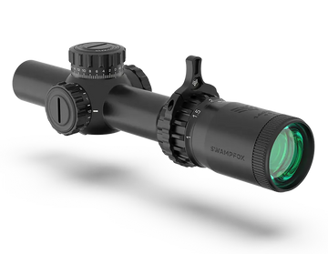Swampfox Optics Tomahawk II 1-4x 24mm 30mm Tube SFP LPVO Riflescope - Bright Fiber Optic Red Reticle