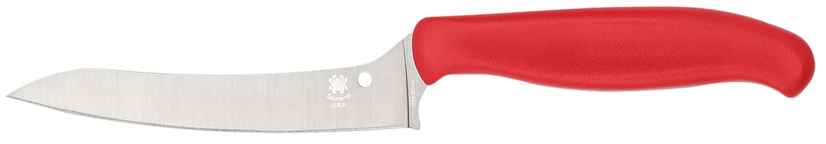 Spyderco Z-Cut Pointed 4.40" Fixed Plain Edge Stonewashed CTS BD1N Red Polypropylene Handle Knife