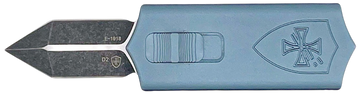 Templar Knife Sentinel Money Clip 1.88" OTF Dagger Plain D2 Steel Black Oxide Stonewashed Powder Coated Blade 3.41" Blue Anodized Aluminum Handle