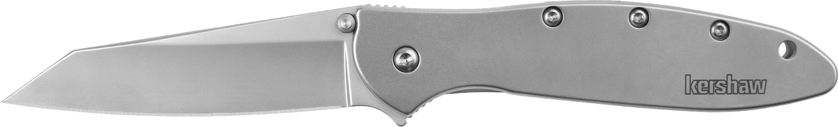 Kershaw Leek 1660R Random 3" Folding Reverse Tanto Plain 14C28N Bead Blasted - Silver Stainless Steel Handle