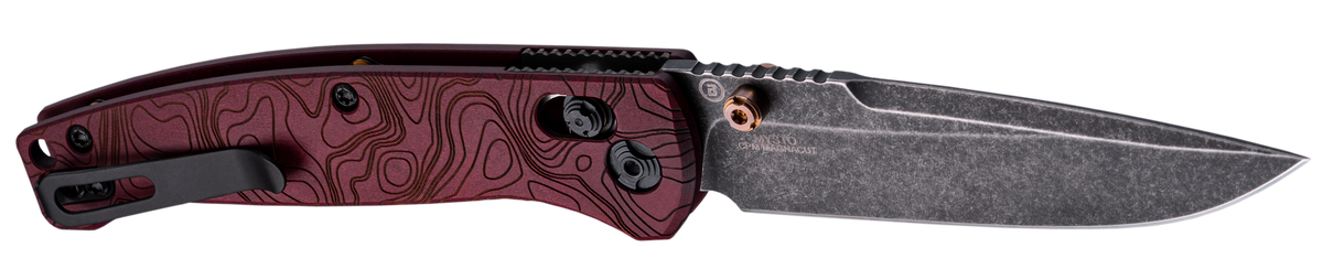 Hogue Mysto 3.4" Folding Drop Point Plain Black Stonewashed CPM MagnaCut - Redstone Richlite Handle