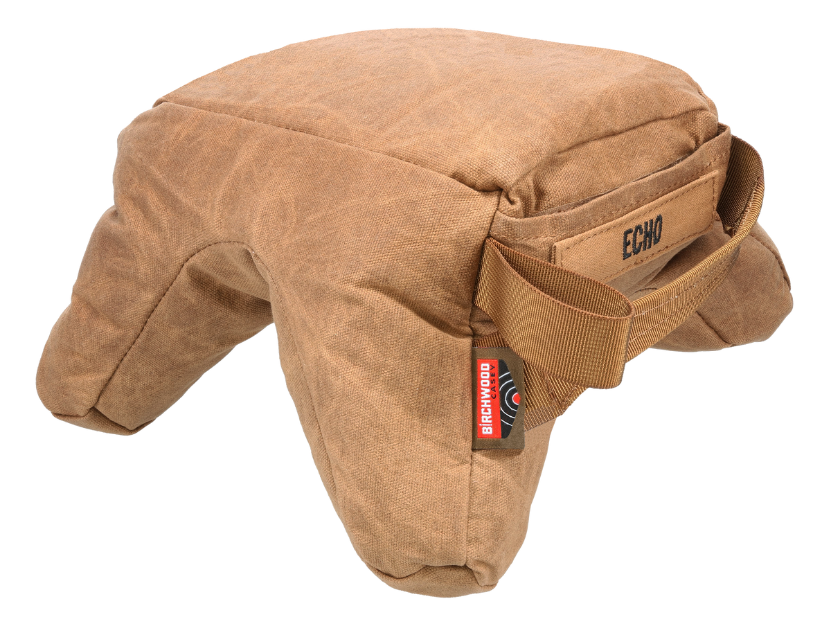 Birchwood Casey Steady-Shot Echo Heavyweight Shooting Bag Tan Wax Canvas - Front and Rear