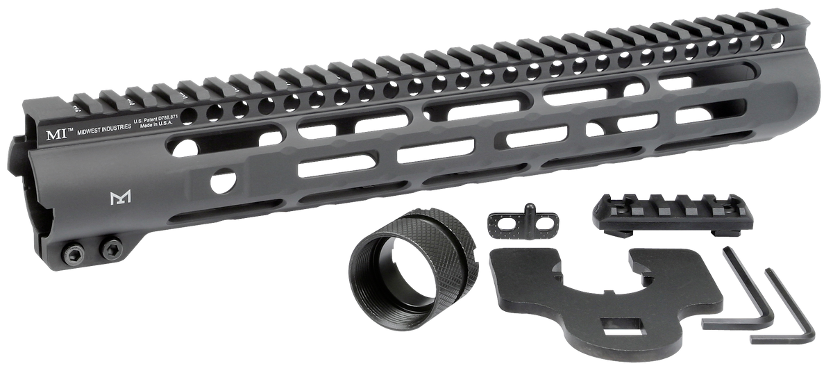 Midwest Industries Slimline AR-15 12.625" M-LOK Free-Float Handguard - Black