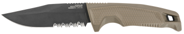 S.O.G Recondo FX 4.60" Fixed Clip Point Part Serrated Cryo 440C SS Satin TiCN FDE Rubberized Grip