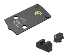 Night Fision GLK-OPBS-507K-43X-YGZX Optic Plate & Backup Tritium Night Sight Combo - Fits Glock 43/43X/48 MOS / Holosun 507K