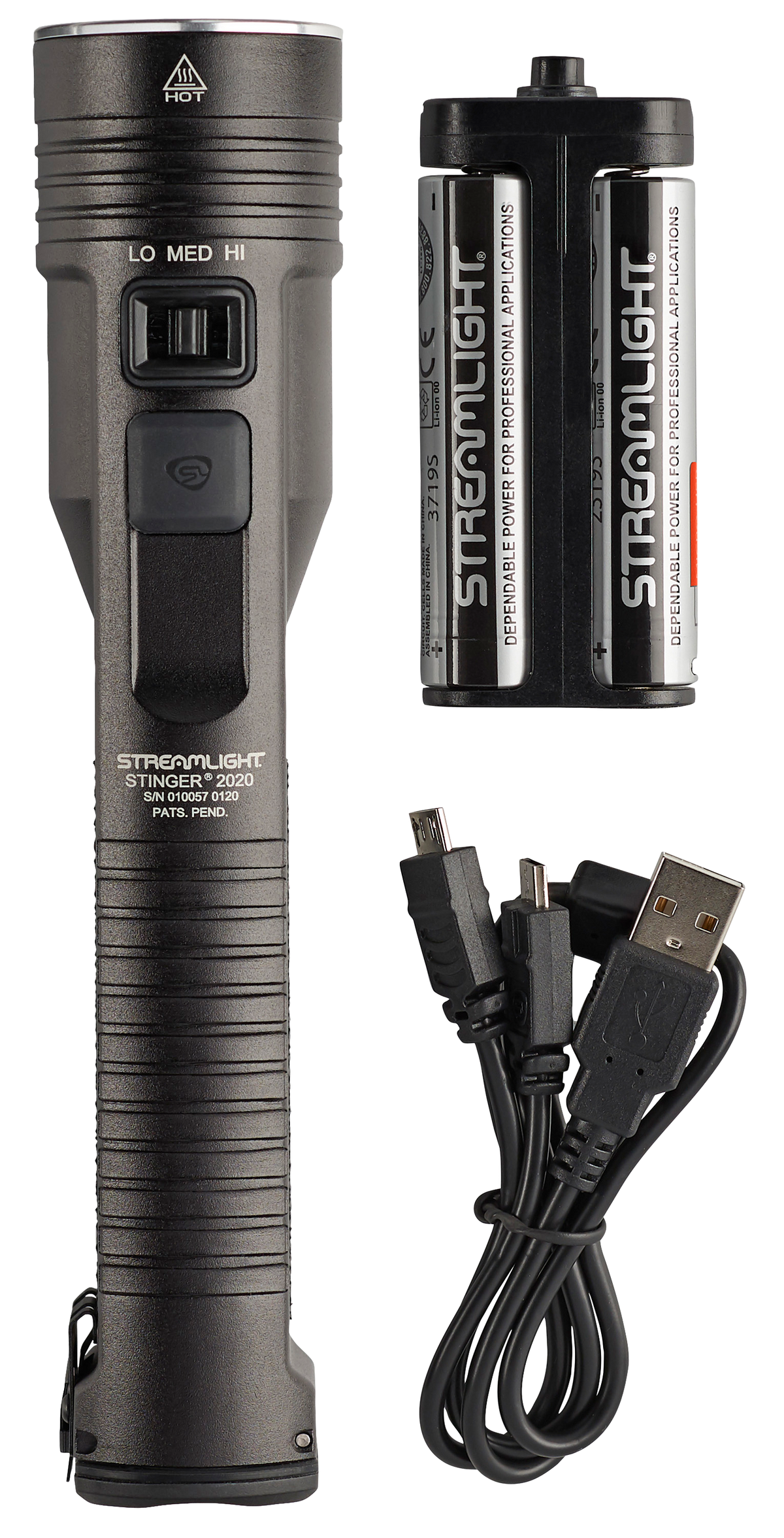 Streamlight Stinger 2020 100/850/2000 Lumens White LED Rechargeable Flashlight - Black Anodized - No Charger