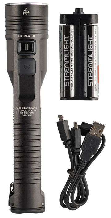Streamlight Stinger 2020 100/850/2000 Lumens White LED Rechargeable Flashlight - Black Anodized - No Charger