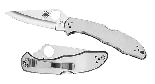 Spyderco C11P Delica 4 2.95" VG-10 Drop Point Plain Folding Stainless Steel Handle