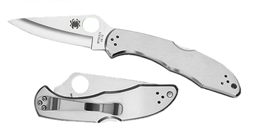 Spyderco C11P Delica 4 2.95" VG-10 Drop Point Plain Folding Stainless Steel Handle
