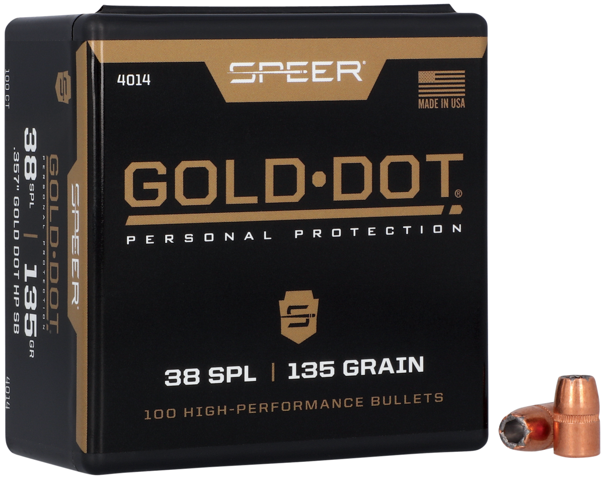 Speer Ammo 4014 Gold Dot Personal Protection .38 Special 135gr Hollow Point Reloading Bullets - 100/Box