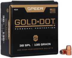 Speer Ammo 4014 Gold Dot Personal Protection .38 Special 135gr Hollow Point Reloading Bullets - 100/Box