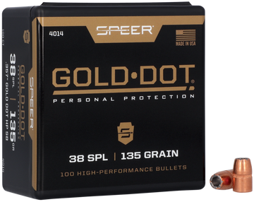 Speer Ammo 4014 Gold Dot Personal Protection .38 Special 135gr Hollow Point Reloading Bullets - 100/Box