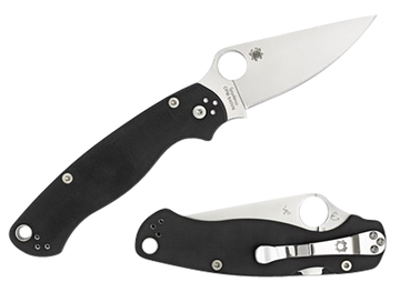 Spyderco Para Military 2 3.42" Satin CPM S45VN Plain Blade Black G10 Folding Knife - Left Hand