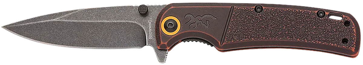 Browning Buckmark EDC Slim 3.13" Folding D2 Steel Drop Point Knife - Bronze Stonewashed Polymer Handle