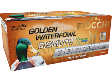 Fiocchi Golden Waterfowl 12 Gauge 3" 1 3/8 oz #6 Shot 1450 fps Bismuth Shotshell - Box or Case