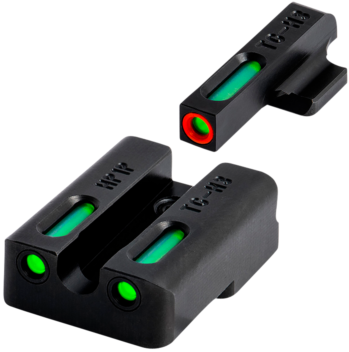 TruGlo TFX Pro Canik TP Square Front / U-Notch Rear Green Tritium Fiber Optic Orange Outline Sight Set - Black Nitride