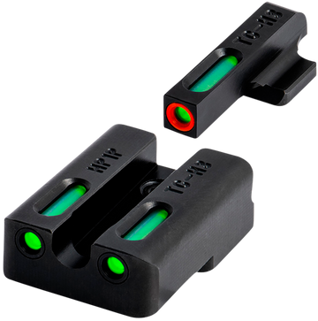 TruGlo TFX Pro Canik TP Square Front / U-Notch Rear Green Tritium Fiber Optic Orange Outline Sight Set - Black Nitride
