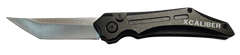 Xcaliber Knife Company Switch Blade 3.50" Folding Automatic Tanto Plain D2 Steel - Black Aluminum Handle